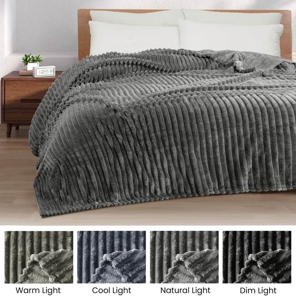 Striped Fleece Bed Blanket