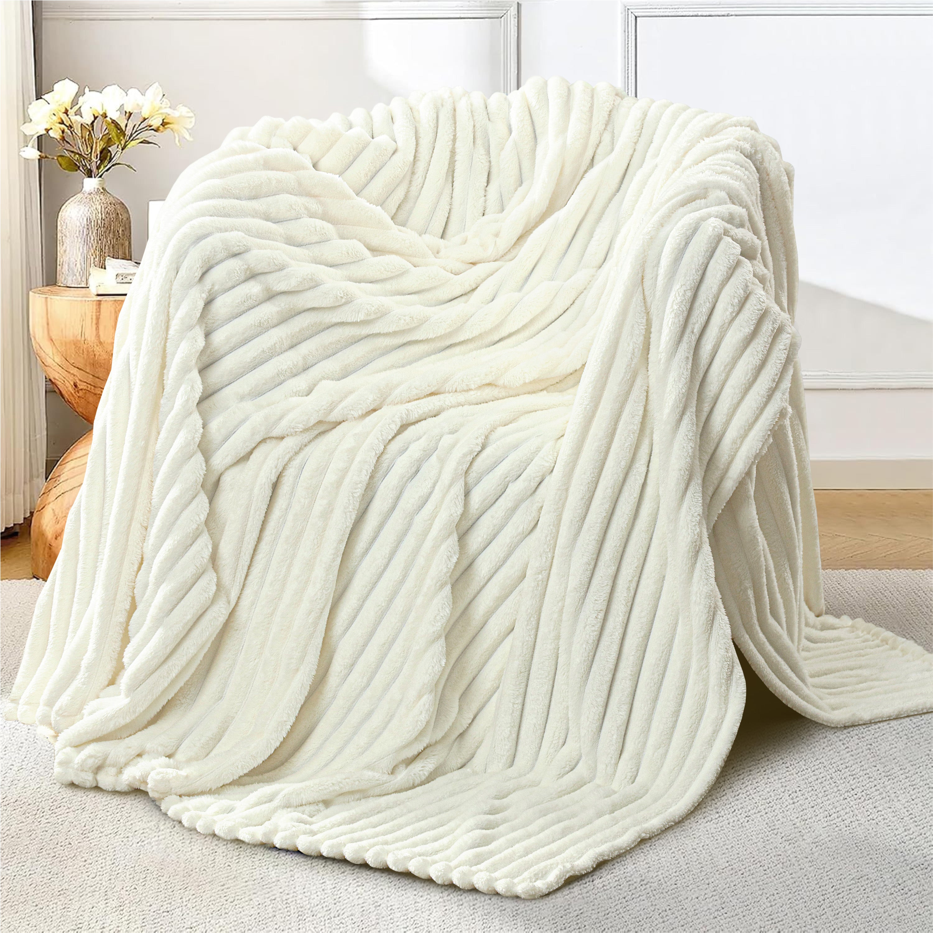 Striped Fleece Bed Blanket