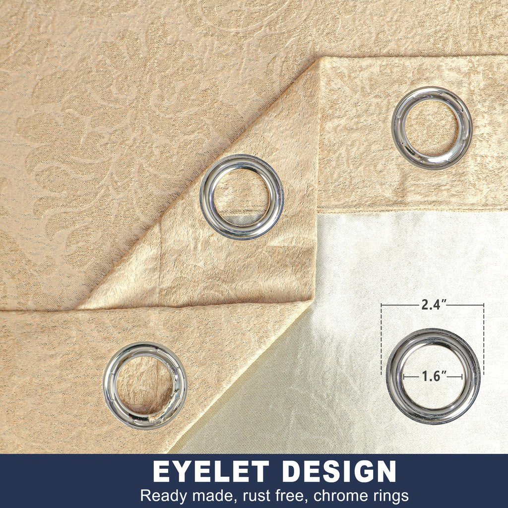 Microfiber Embossed Blackout Curtain Beige Single Panel
