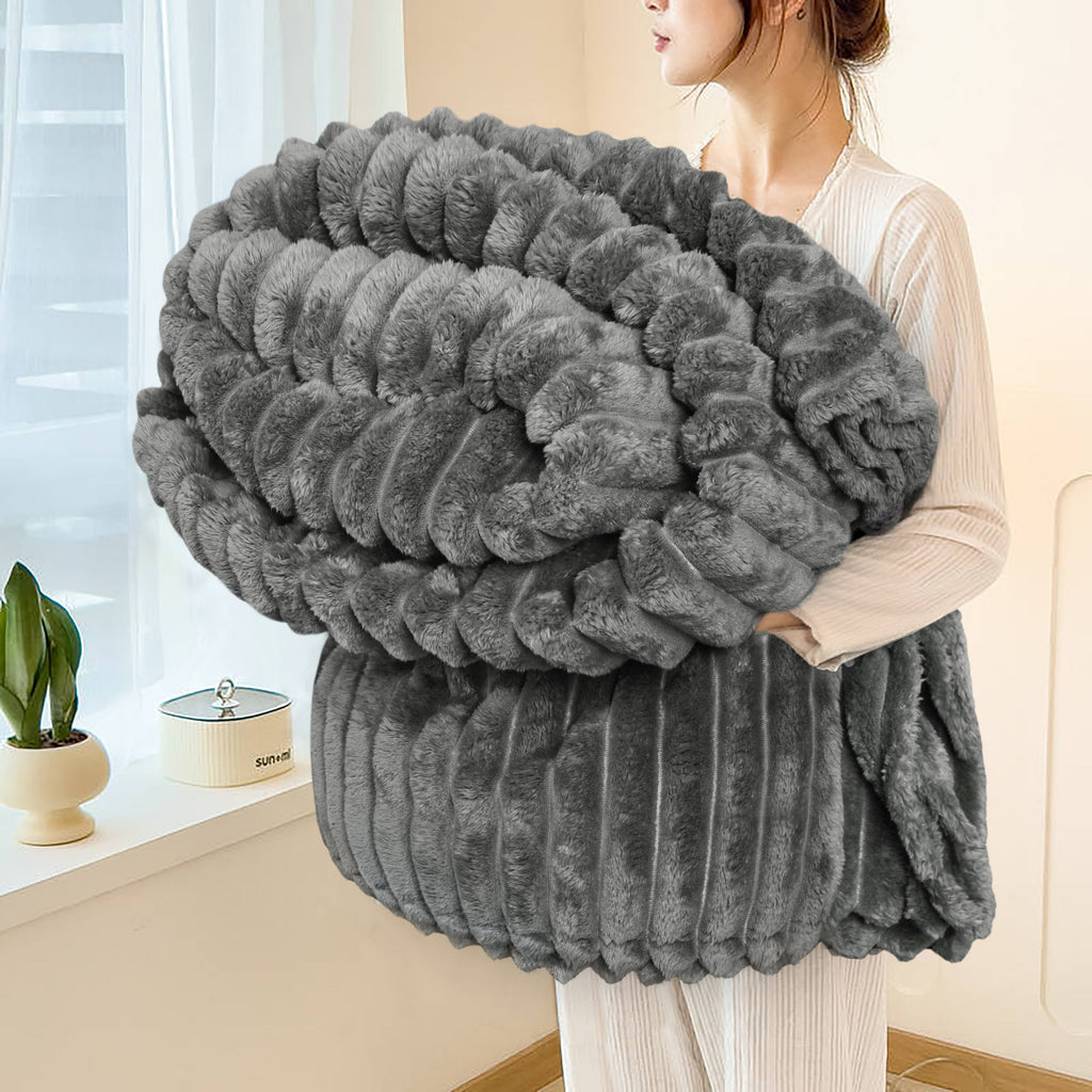 Striped Fleece Bed Blanket