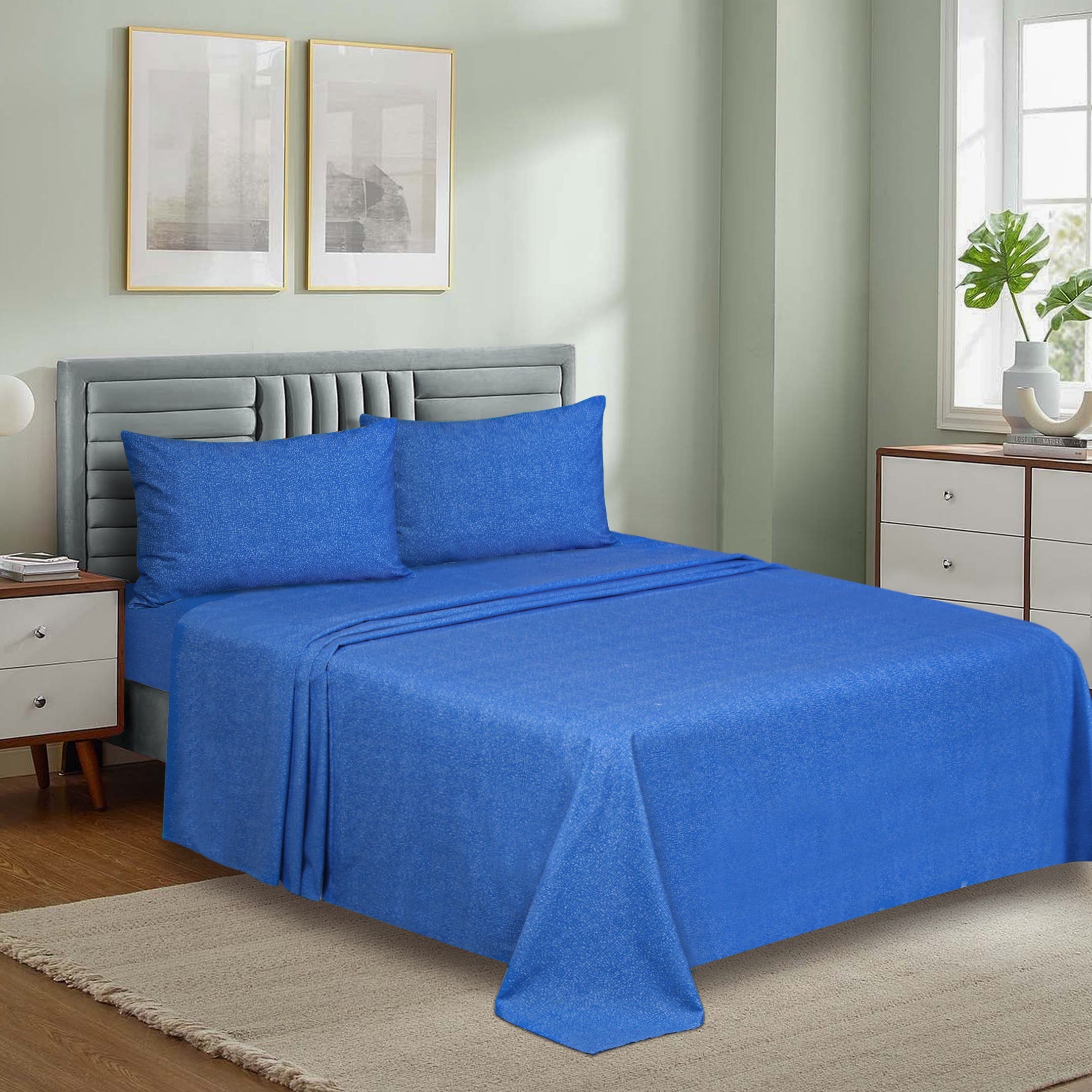 Elegant Water Pebbles Cotton Sheet Set Blue