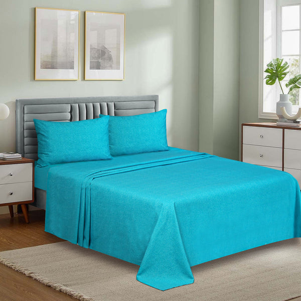 Elegant Water Pebbles Cotton Sheet Set Aqua