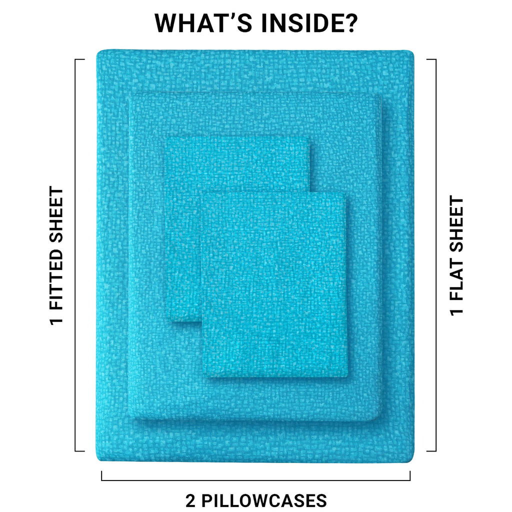 Elegant Water Pebbles Cotton Sheet Set Aqua