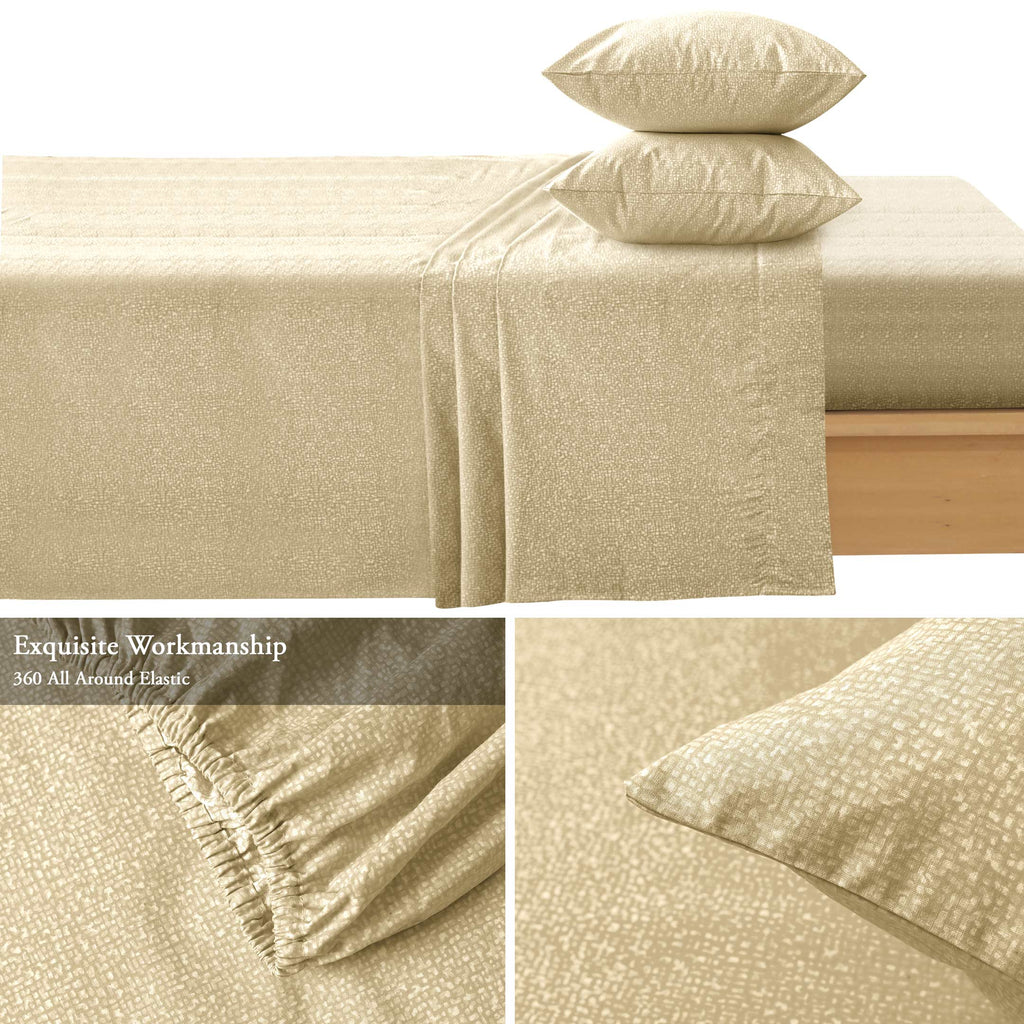 Elegant Water Pebbles Cotton Sheet Set Beige
