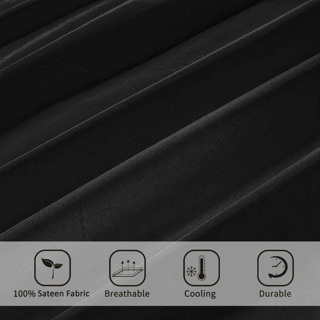 Barrata Stitch Cotton Sateen Sheet set Black