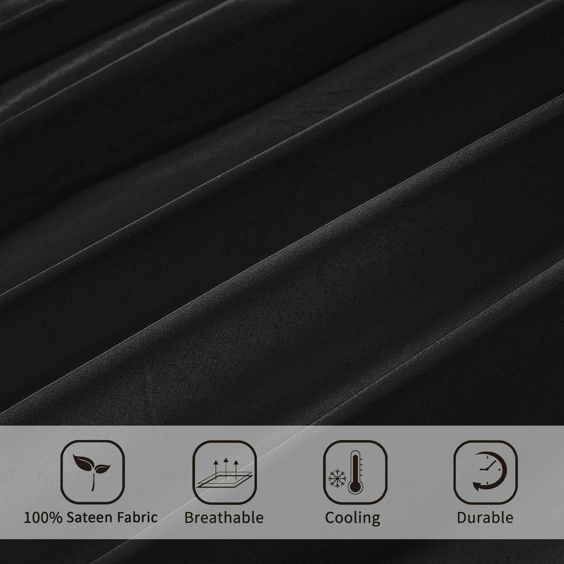 Barrata Stitch Cotton Sateen Sheet set Black