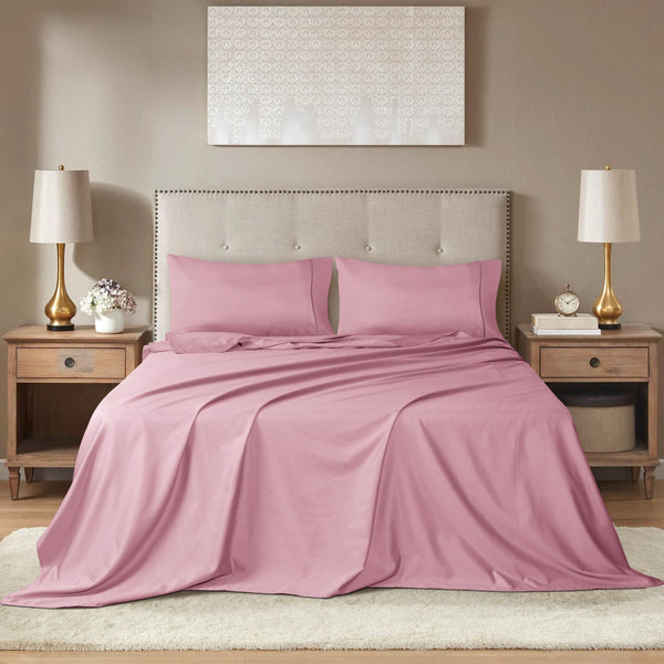 Barrata Stitch Cotton Sateen Sheet set Bleached Mauve