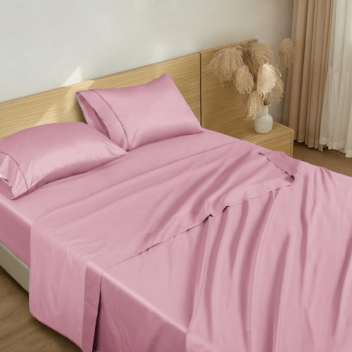 Barrata Stitch Cotton Sateen Sheet set Bleached Mauve