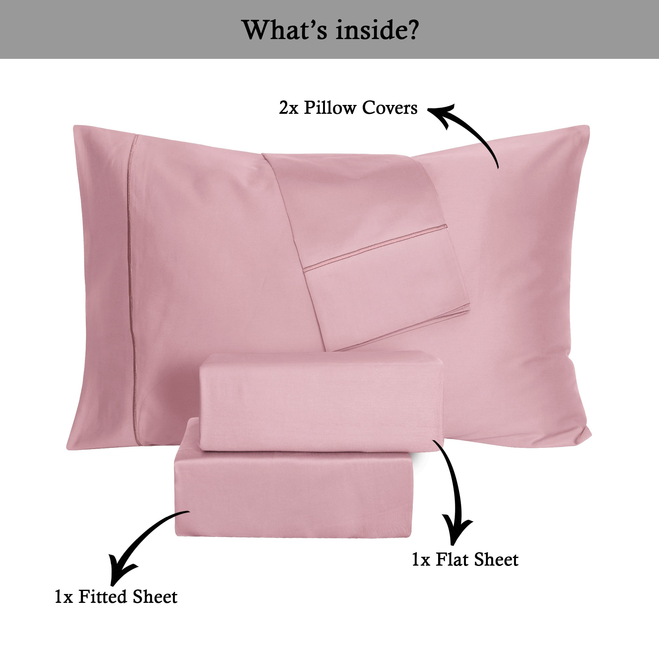 Barrata Stitch Cotton Sateen Sheet set Bleached Mauve