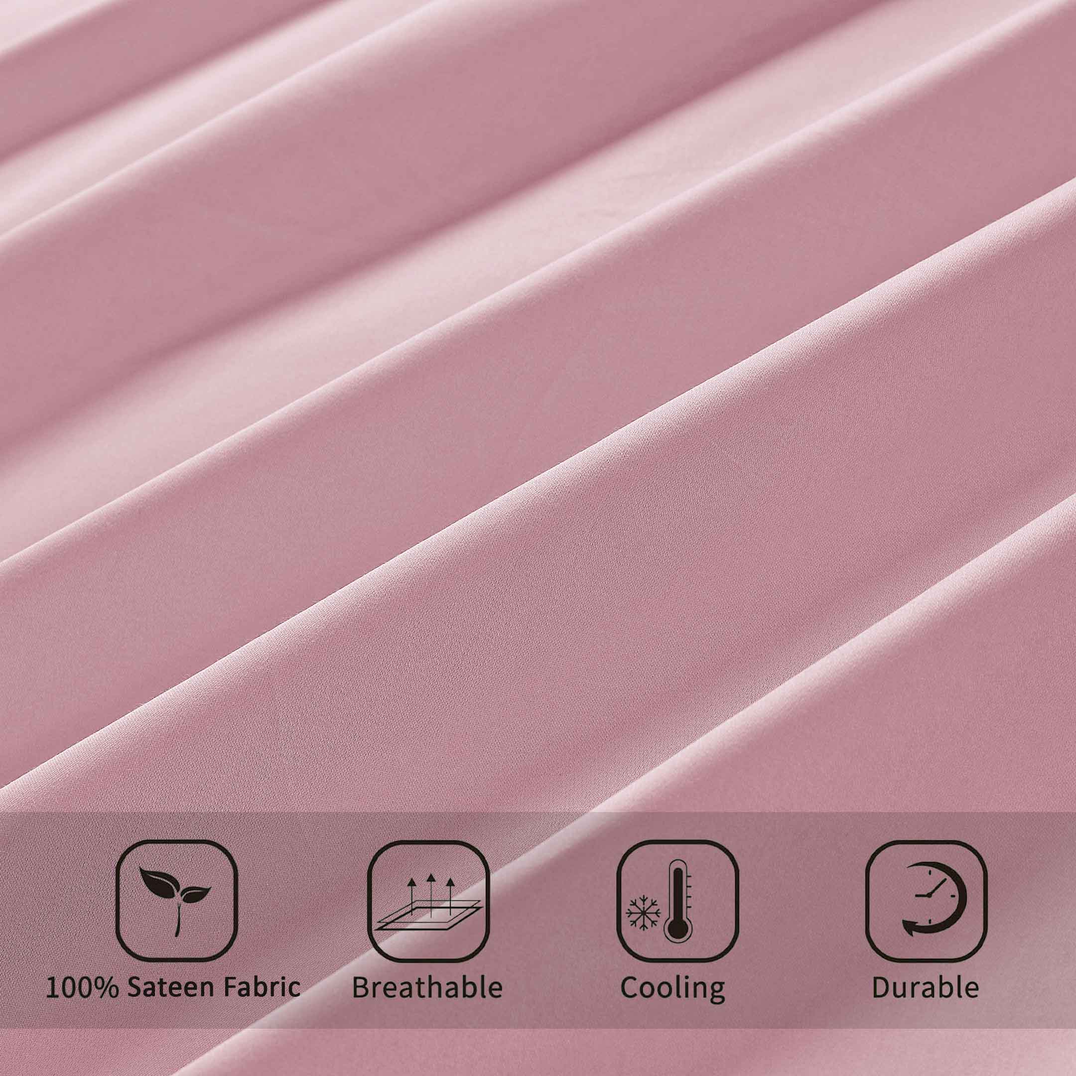 Barrata Stitch Cotton Sateen Sheet set Bleached Mauve