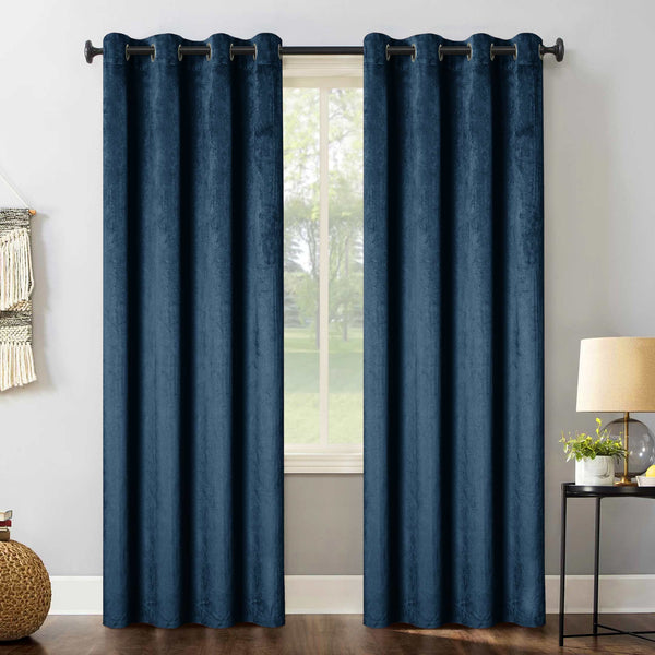 Elegant Glamour Velvet Curtain Navy Single Panel