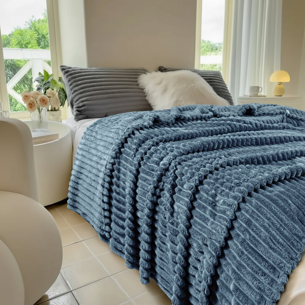 Striped Fleece Bed Blanket