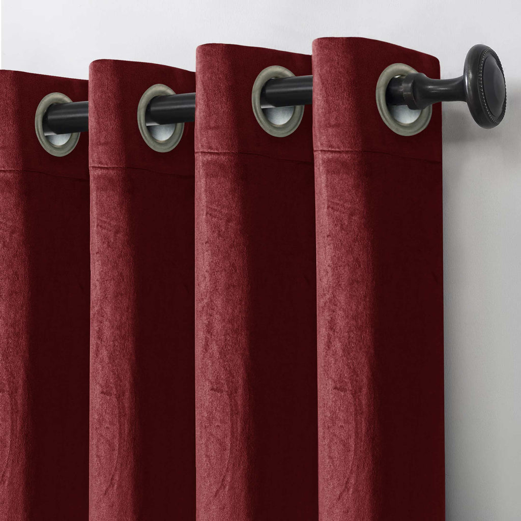 Elegant Glamour Velvet Blackout Curtain, Burgundy Single Panel