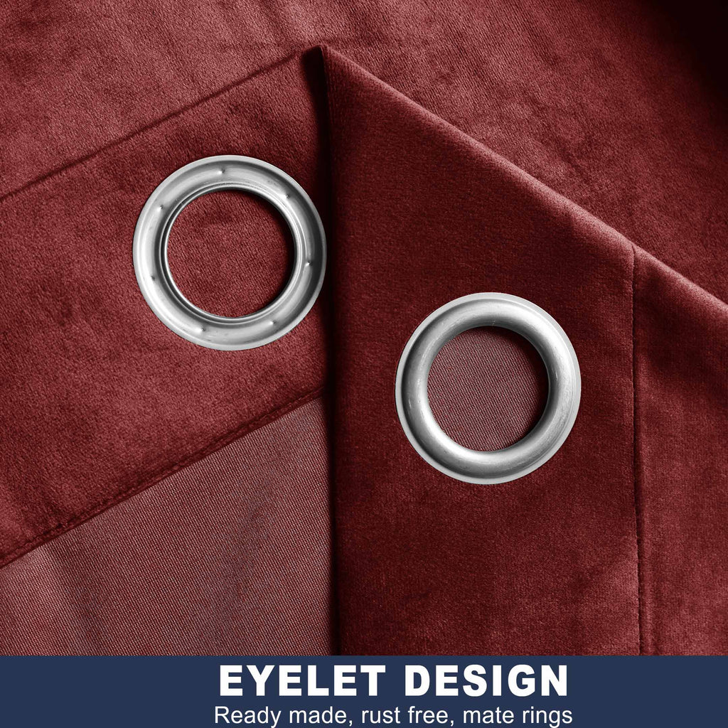 Elegant Glamour Velvet Blackout Curtain, Burgundy Single Panel