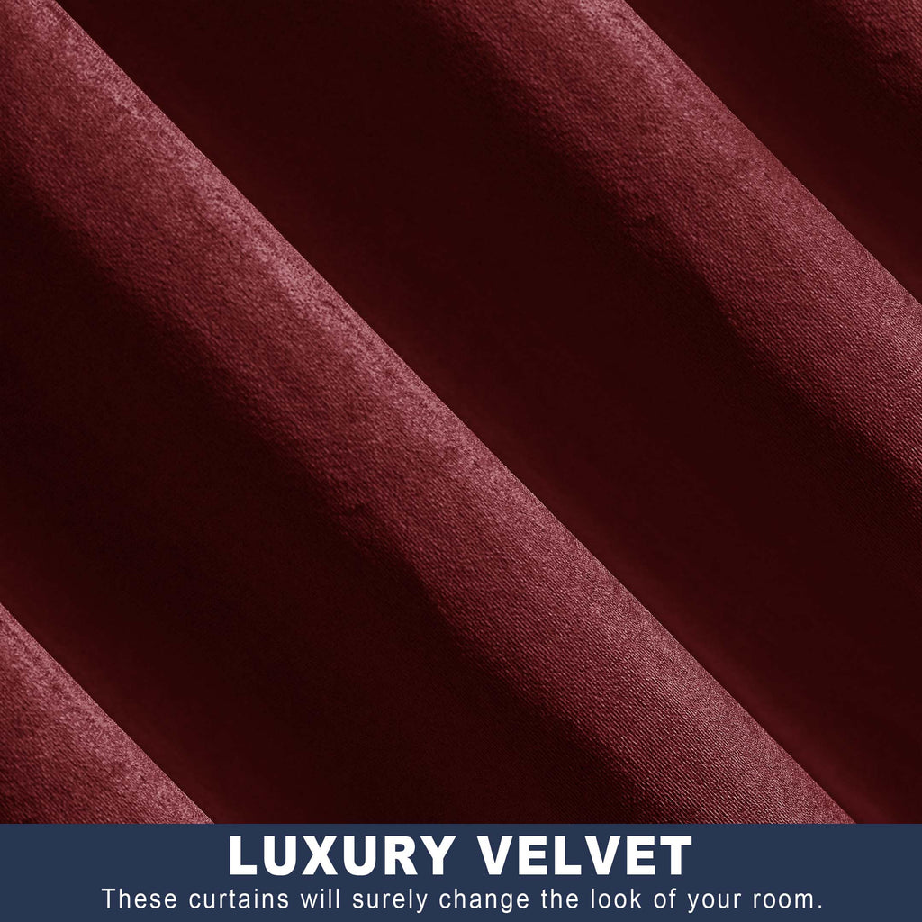 Elegant Glamour Velvet Blackout Curtain, Burgundy Single Panel