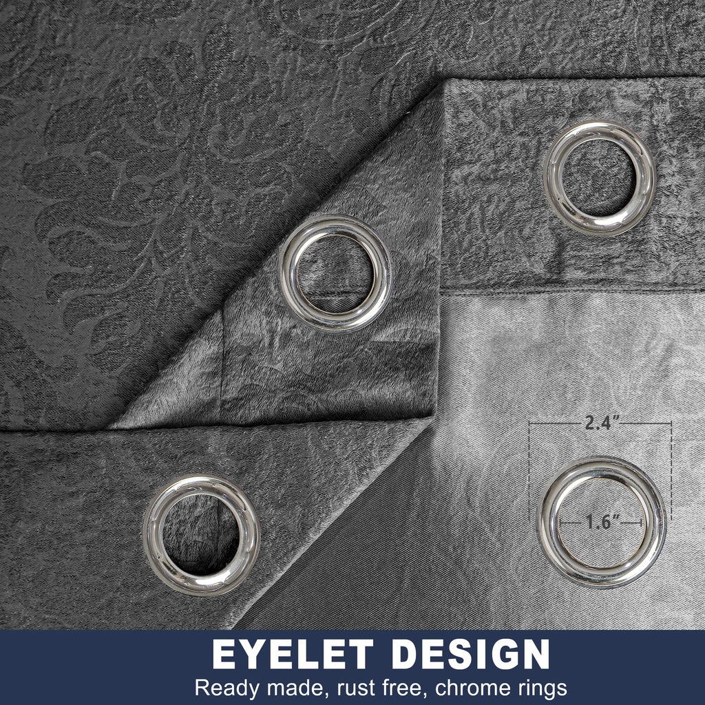 Microfiber Embossed Blackout Curtain Gray Single Panel