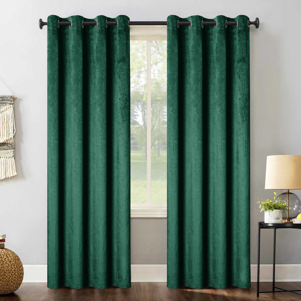 Elegant Glamour Velvet Curtain Emerald Single Panel