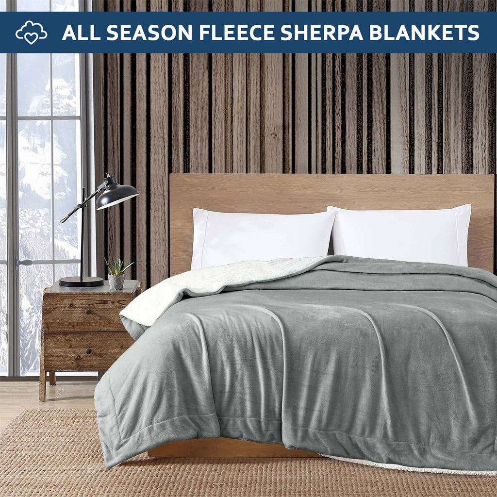Ultra Soft Sherpa Blanket Grey