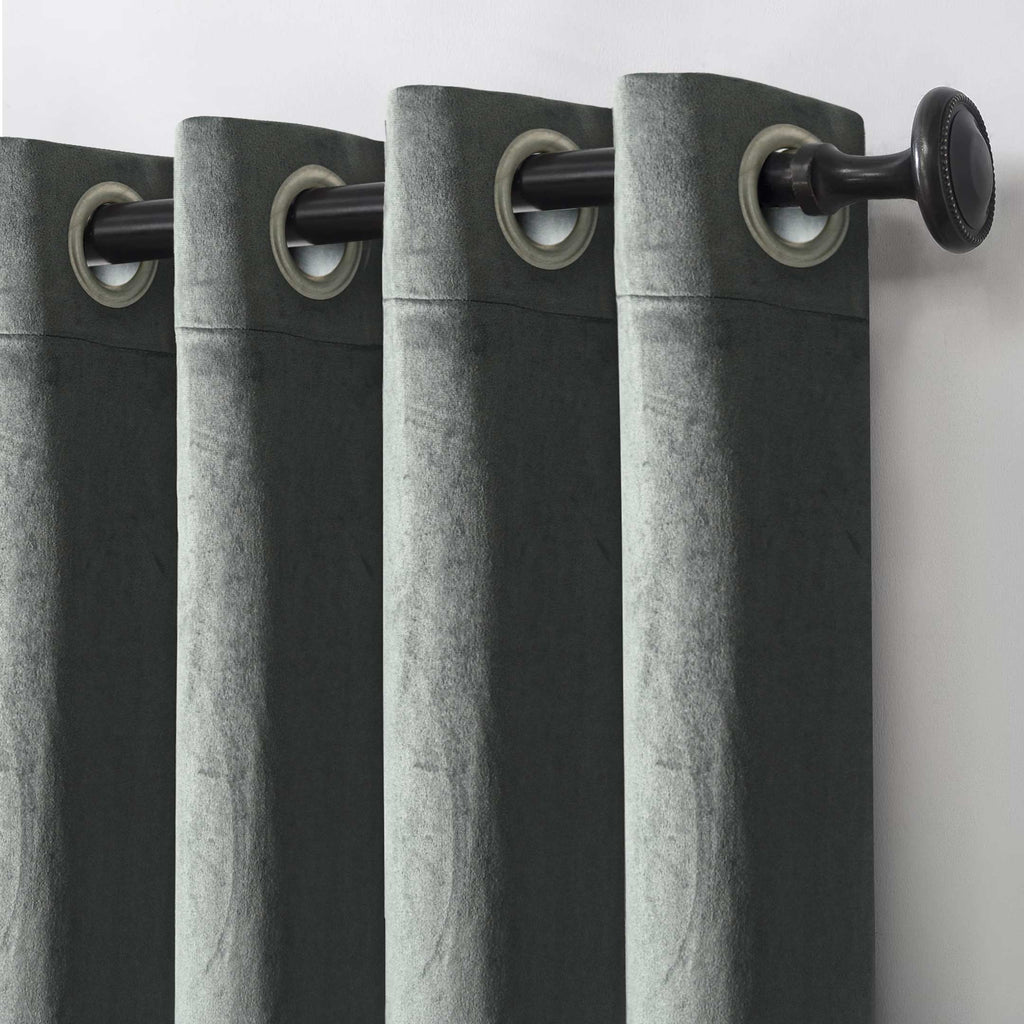 Elegant Glamour Velvet Curtain Charcoal Single Panel