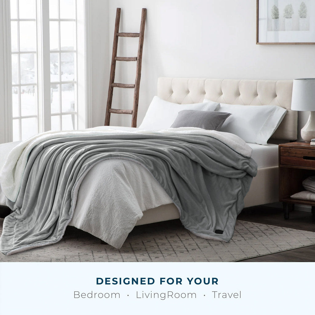 Ultra Soft Sherpa Blanket Grey