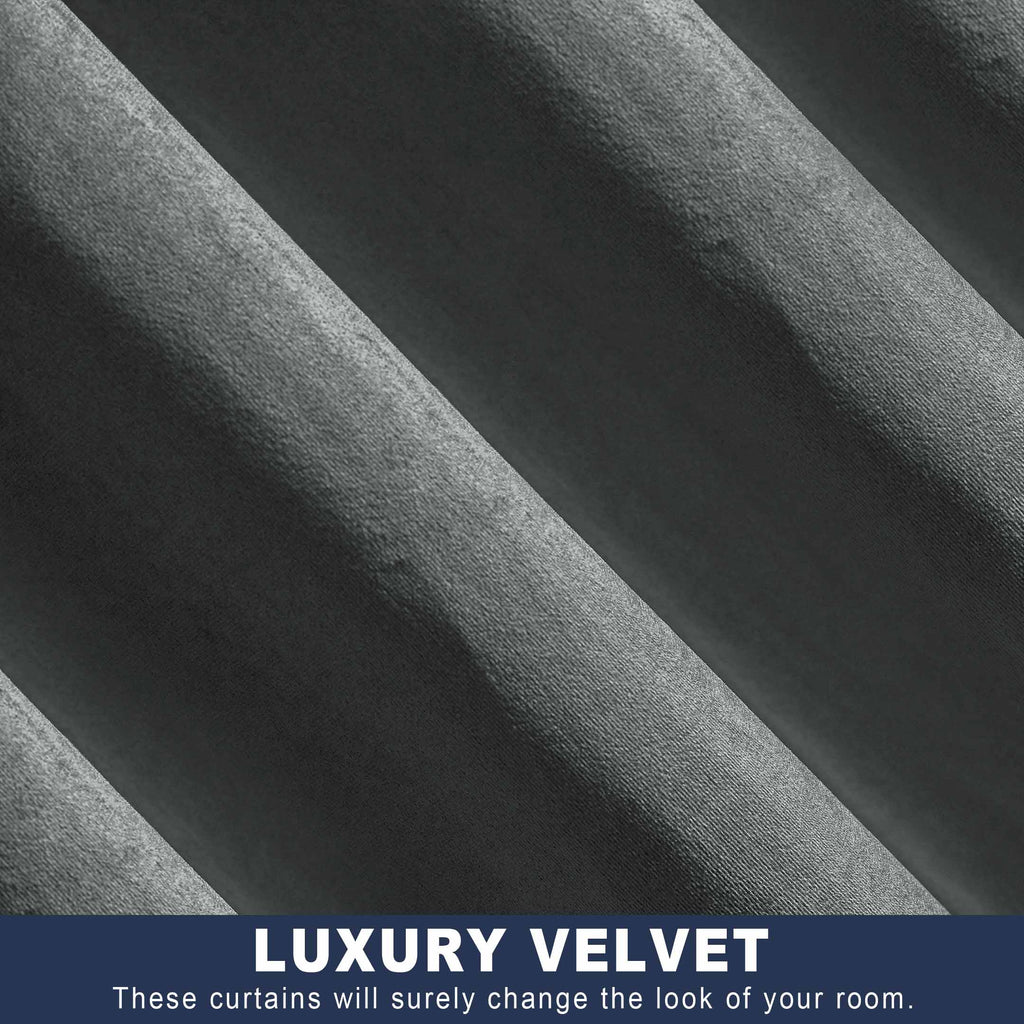 Elegant Glamour Velvet Curtain Charcoal Single Panel