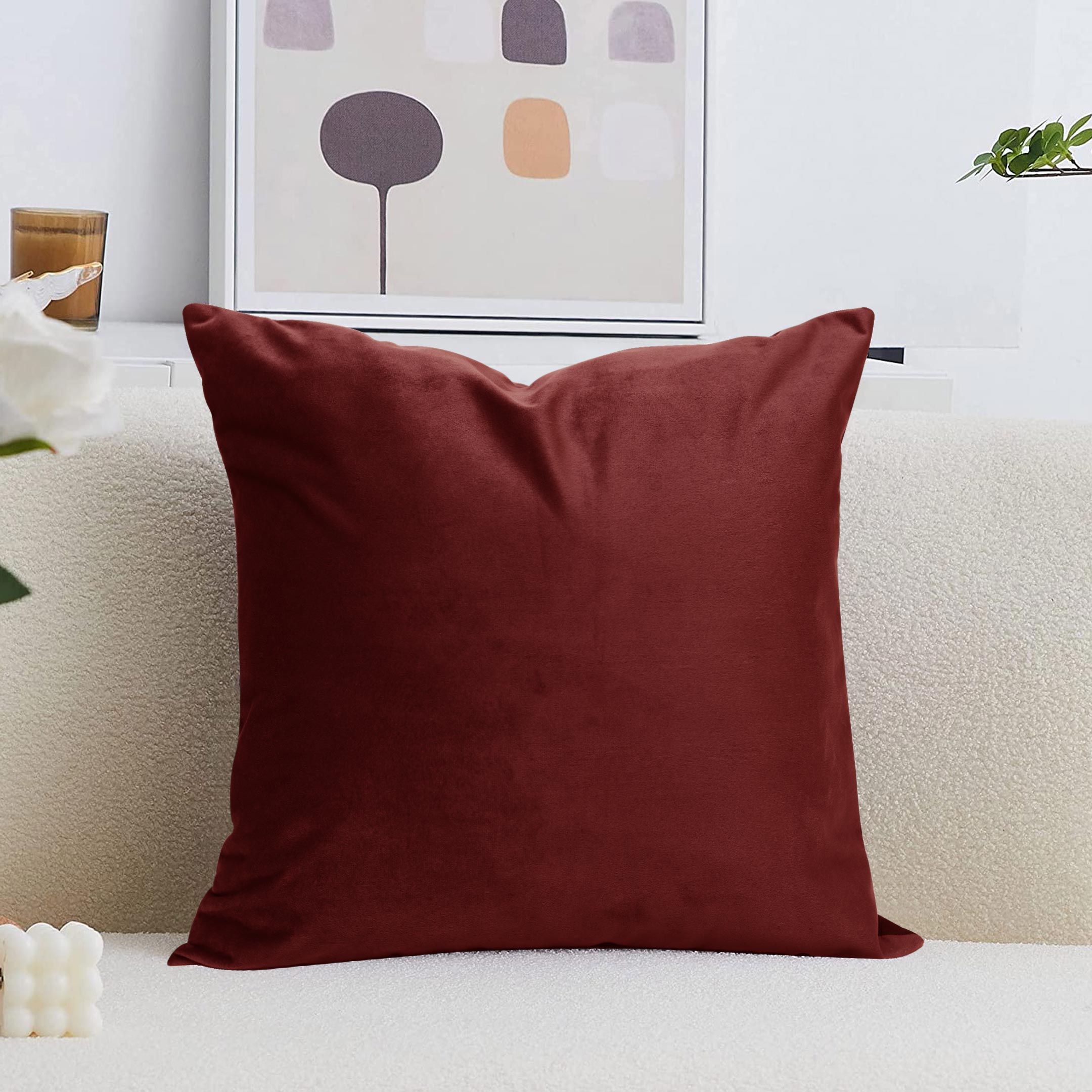 Luxurious Velvet Cushion Cover Rich Burgundy