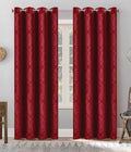 Microfiber Embossed Blackout Curtain  Burgundy Single Panel