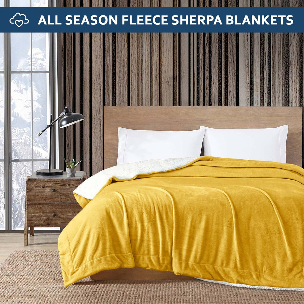 Ultra Soft Sherpa Blanket Ocher