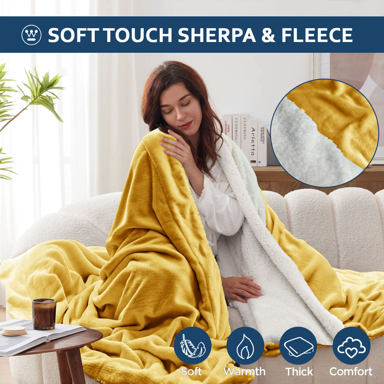 Ultra Soft Sherpa Blanket Ocher