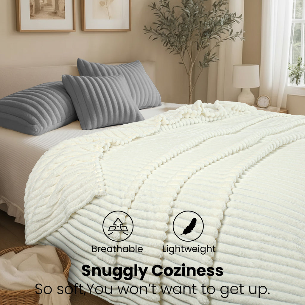 Striped Fleece Bed Blanket