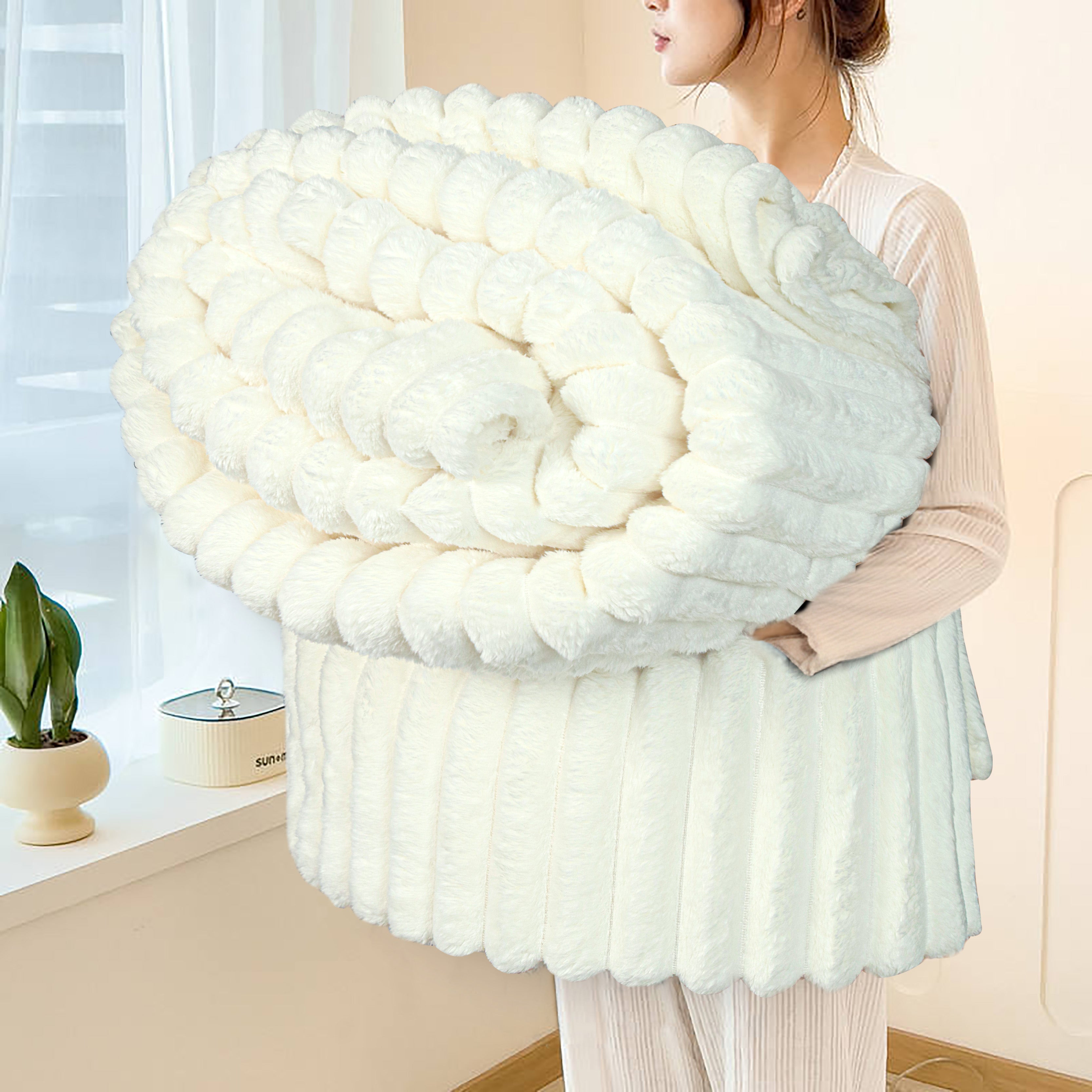 Striped Fleece Bed Blanket