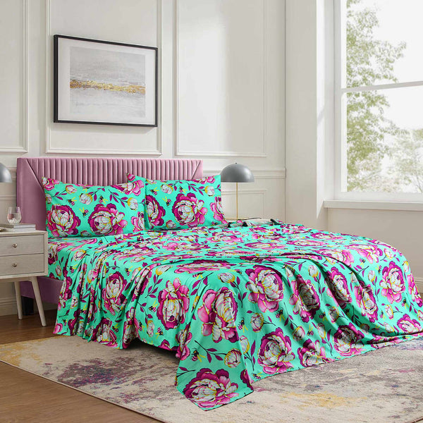 Luxury Printed Cotton Sateen Sheet Set