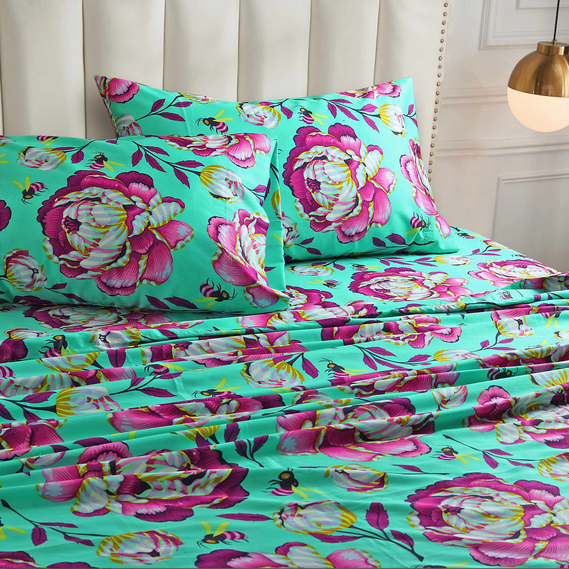 Luxury Printed Cotton Sateen Sheet Set
