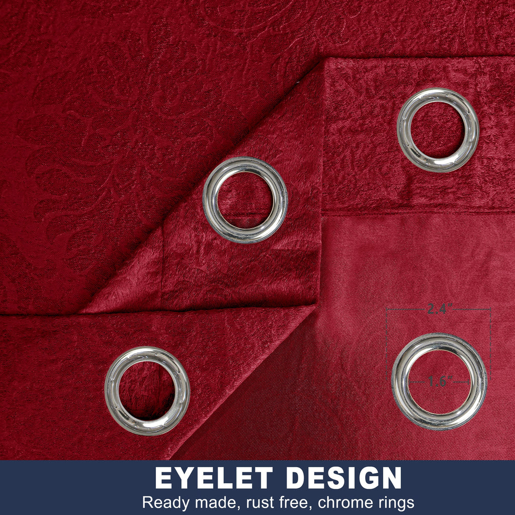 Microfiber Embossed Blackout Curtain  Burgundy Single Panel