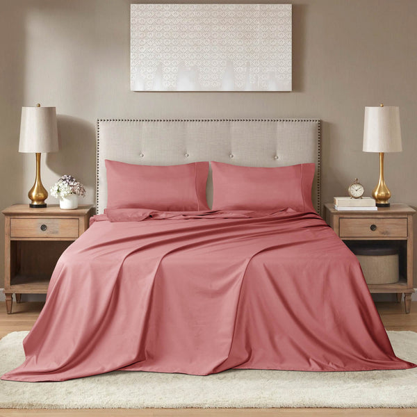 Barrata Stitch Cotton Sateen Sheet Set Rose Dawn
