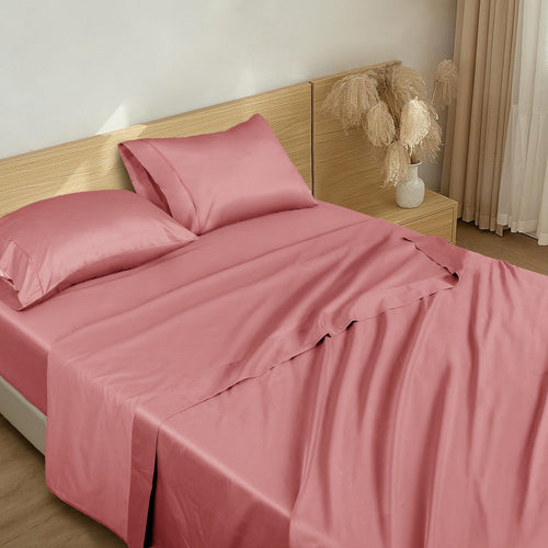 Barrata Stitch Cotton Sateen Sheet Set Rose Dawn