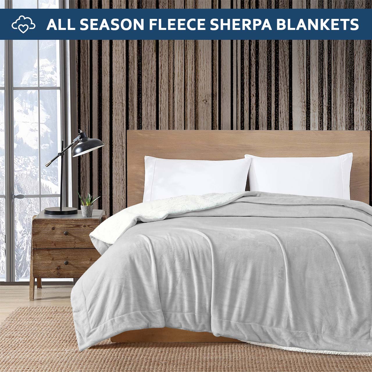 Ultra Soft Sherpa Blanket Silver