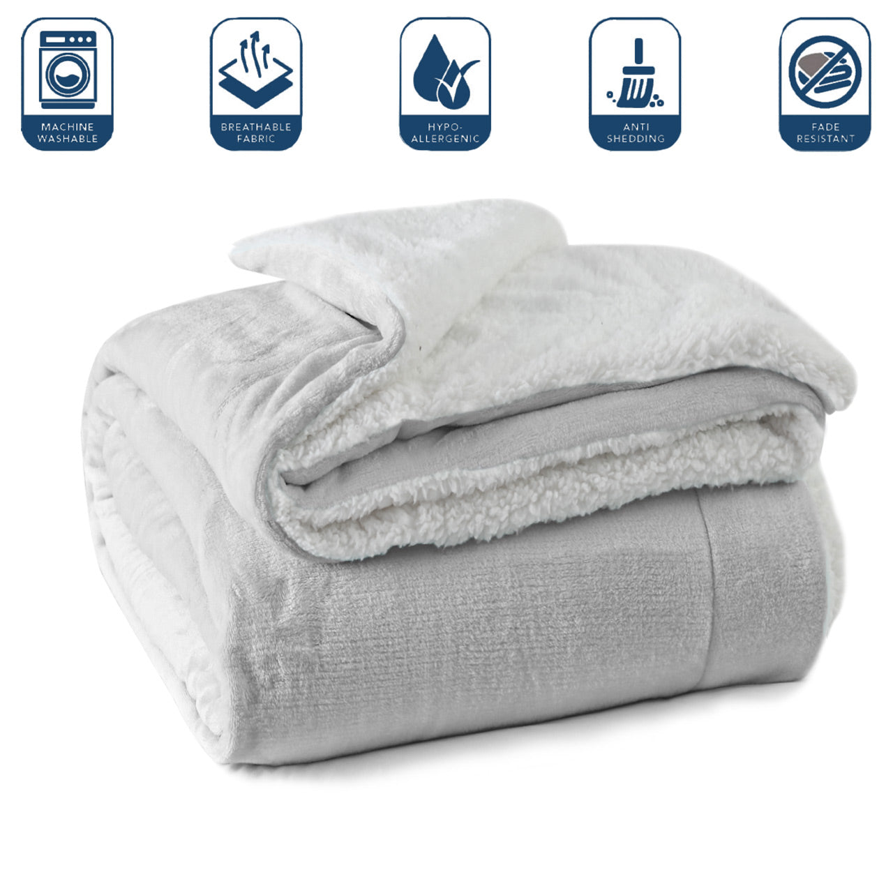 Ultra Soft Sherpa Blanket Silver
