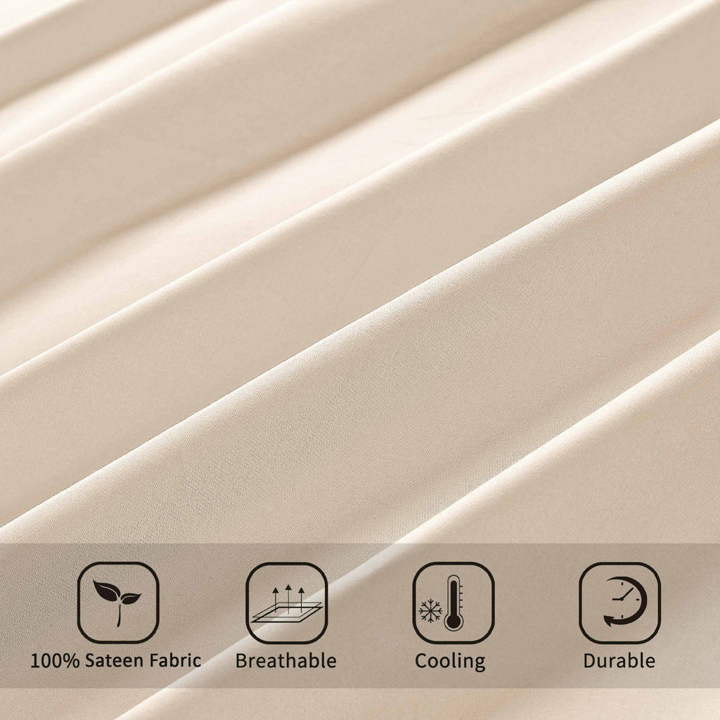 Barrata Stitch Cotton Sateen Sheet set Smokey Taupe