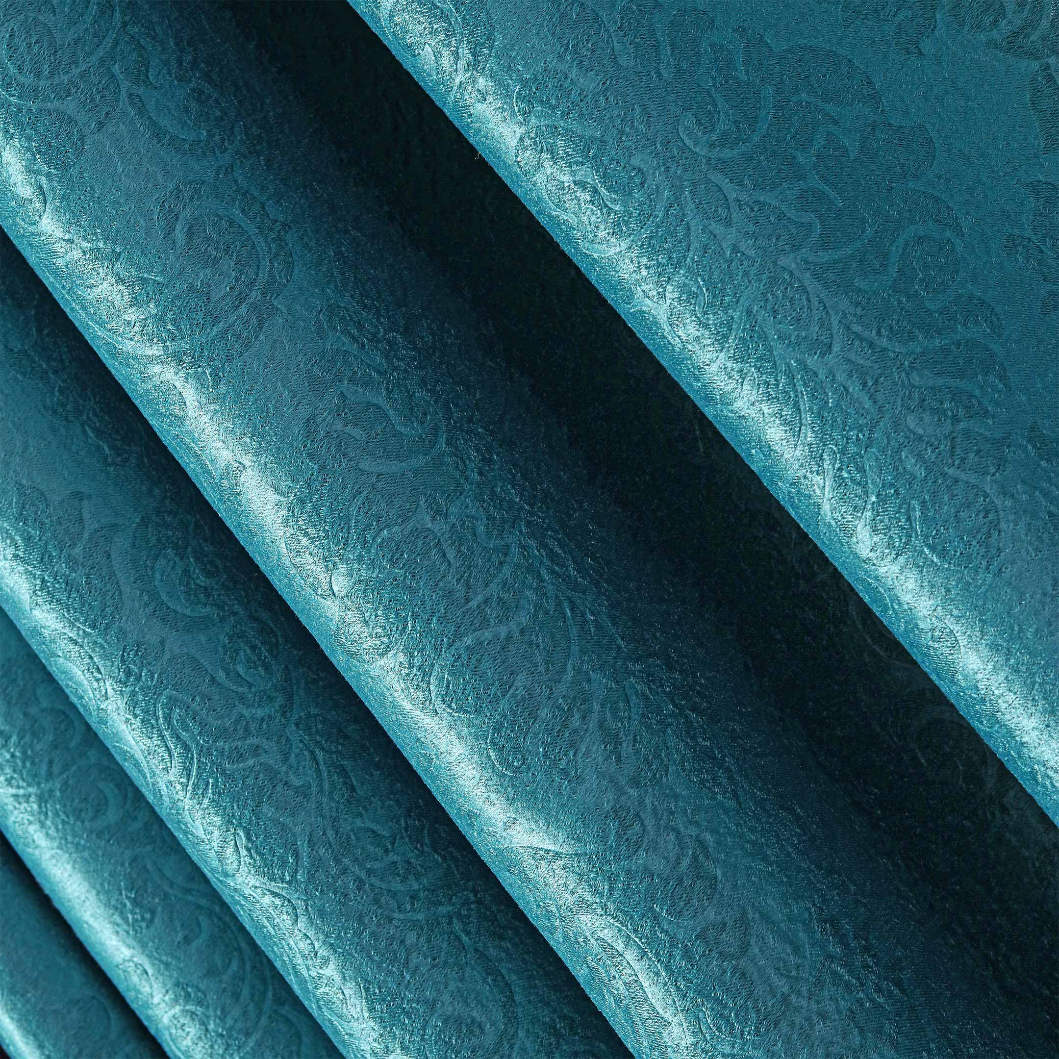 Microfiber Embossed Blackout Curtain  Teal Single Panel