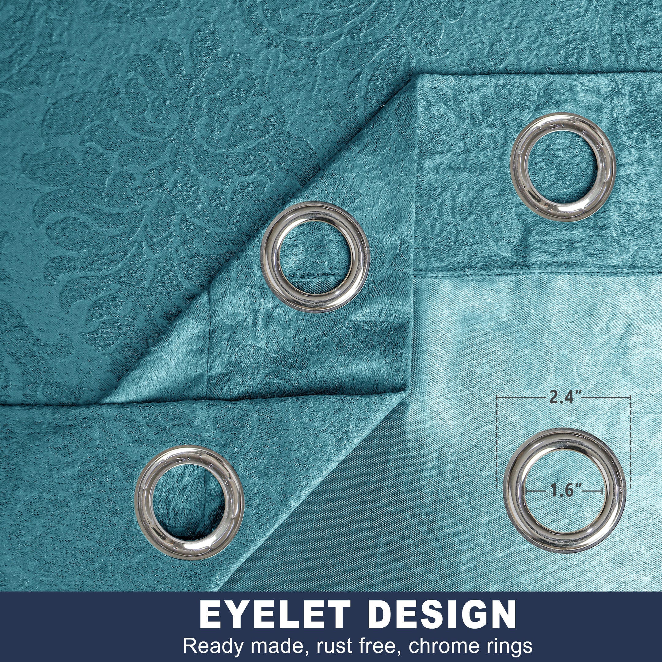 Microfiber Embossed Blackout Curtain  Teal Single Panel