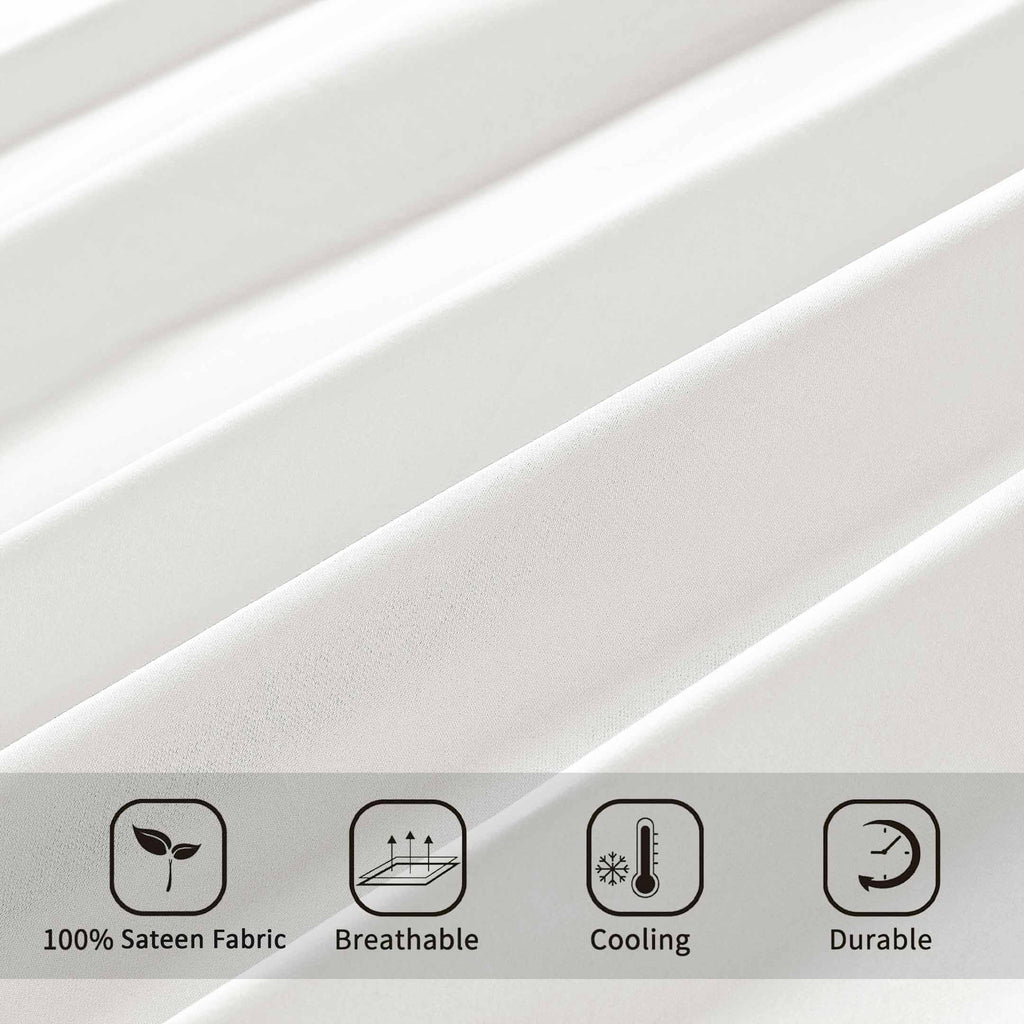 Barrata Stitch Cotton Sateen Sheet Set White