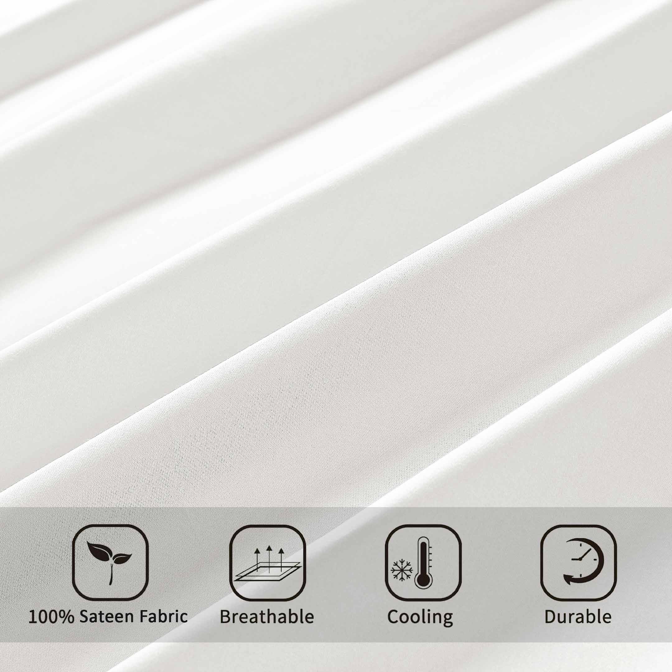 Barrata Stitch Cotton Sateen Sheet Set White